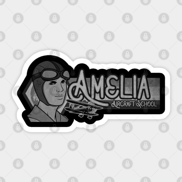 Amelia Aircraft School BW Sticker by CTShirts